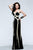 Stylish Strapless Jersey Gown with Linear Pattern 7571