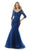 Morrell Maxie - 15604 Quarter Sleeve Jeweled Lace Gown In Blue