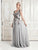 Alexander by Daymor - 758 Floral Embroidered Wide V-neck A-line Dress In Gray