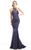 Johnathan Kayne - 7000 Beaded High Halter Mermaid Dress in Blue