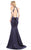 Johnathan Kayne - 7000 Beaded High Halter Mermaid Dress in Blue