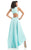 Johnathan Kayne - 7004 Crystal Accented High Low A-line Dress in Blue and Green