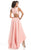 Johnathan Kayne - 7004 Crystal Accented High Low A-line Dress in Pink