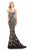Johnathan Kayne - 7006 Bedazzled V-neck Mermaid Dress in Black and Pink