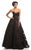 Johnathan Kayne - 7007 Flower Applique Sweetheart Ballgown in Black and Red