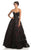 Johnathan Kayne - 7007 Flower Applique Sweetheart Ballgown in Black and Red