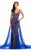 Johnathan Kayne - 7008 Sequined V-neck Chiffon Dress in Blue