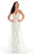 Johnathan Kayne - 7008 Sequined V-neck Chiffon Dress in White