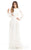 Johnathan Kayne - 7010 Sheer Bishop Sleeve Ruched Gown in White