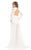 Johnathan Kayne - 7010 Sheer Bishop Sleeve Ruched Gown in White