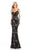Johnathan Kayne - 7015 Sequined V-neck Sheath Dress in Black