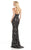Johnathan Kayne - 7015 Sequined V-neck Sheath Dress in Black