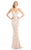 Johnathan Kayne - 7015 Sequined V-neck Sheath Dress in Pink