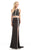 Johnathan Kayne - 7018 Two-Piece Crystal Trim Evening Gown in Black