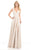 Johnathan Kayne - 7021 V-neck Jersey A-line Dress in Neutral and White