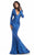Johnathan Kayne - 7025 Plunging V-neck Mermaid Dress in Blue