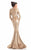 Johnathan Kayne - 7025 Plunging V-neck Mermaid Dress in Gold