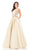Johnathan Kayne - 7030 Brocade Bateau Ballgown in Gold