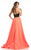 Johnathan Kayne - 7038 Studded Strapless Contrasting Drape Gown in Black and Orange