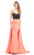 Johnathan Kayne - 7038 Studded Strapless Contrasting Drape Gown in Black and Orange