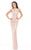 Johnathan Kayne - 7052 Magnetic Rosegold Beaded Column Gown in Pink