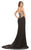 Johnathan Kayne - 7066 Beautiful Floral Sequin Corset Gown in Black and Neutral