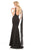 Johnathan Kayne - 7075 Embroidered Floral V-neck Trumpet Dress in Black and Floral
