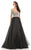 Johnathan Kayne - 7077 V-neck Organza Ballgown in Silver and Black