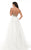 Johnathan Kayne - 7077 V-neck Organza Ballgown in Neutral and White