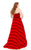 Johnathan Kayne - 6034K Strapless Striped Taffeta Gown in Red and Black
