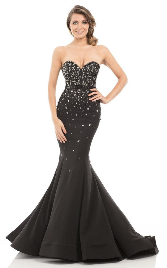 Johnathan Kayne - 7092 Embellished Sweetheart Mermaid Dress in Black