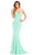 Johnathan Kayne - 7097 Embellished V-neck Dress in Green