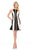 Johnathan Kayne - 7098 Contrast Stripes Fluted Cocktail Dress  in Black and White