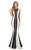 Johnathan Kayne - 7099 Embellished Halter Mermaid Dress in Black and White