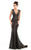 Johnathan Kayne - 7104 Rocker Inspired V-Neck Beaded Long Gown in Black and Gray