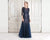 Daymor Couture - 761 Embroidered Illusion Bateau Trumpet Dress In Blue