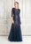 Alexander by Daymor - 761 Embroidered Illusion Bateau Trumpet Dress In Blue
