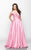 Milano Formals - Ruched Off Shoulder Long Dress in Pink
