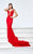 Tarik Ediz - 93126 Illusion Plunging Cap Sleeve Gown In Red