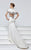 Tarik Ediz - Caped Illusion Neck Dress 93159 in White