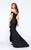 Tarik Ediz - Off-The-Shoulder Ruffle Detail Sheath Gown 93168 in Black