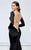 Tarik Ediz - Long Sleeves Bateau Neck Gown 93176 in Black