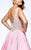 Tarik Ediz - Richly Beaded Pattern Bodice V-Neck Gown 93181 in Pink