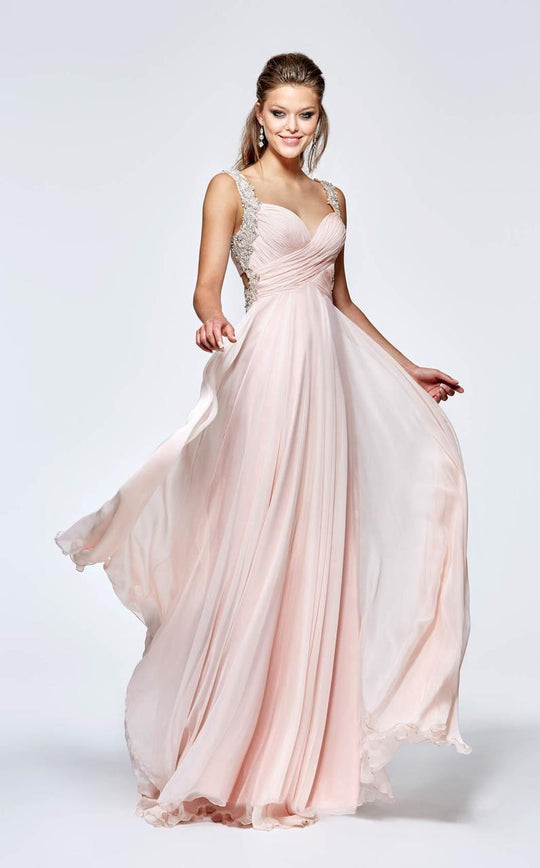 Tarik Ediz - Spliced Bodice Gown 93182 in Pink