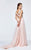 Tarik Ediz - Spliced Bodice Gown 93182 in Pink