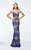 Tarik Ediz - Scroll Lace Gown 93198 in Blue