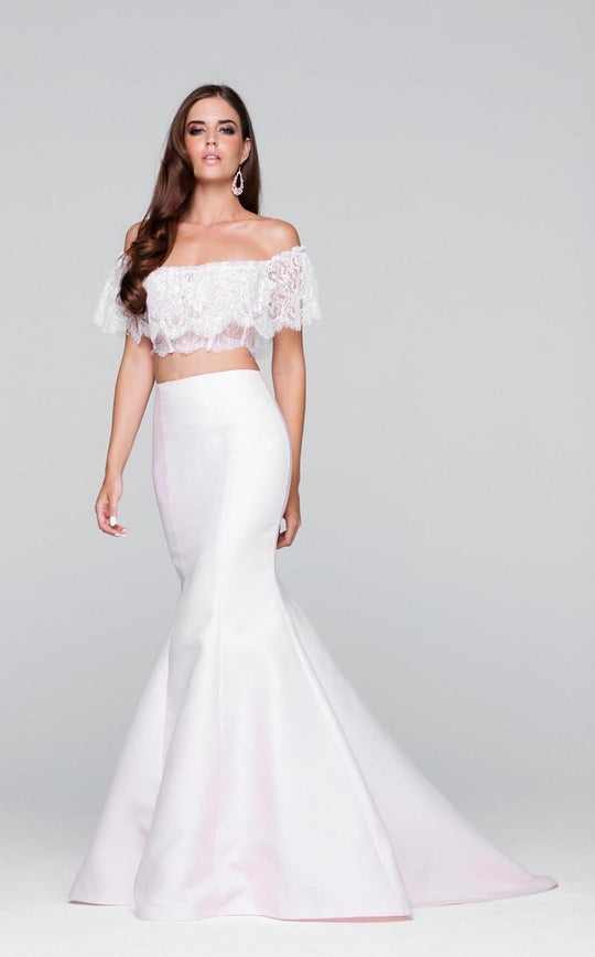 Tarik Ediz - Two Piece Lace Mermaid Dress 50087 in Pink