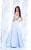 Tarik Ediz - Halter Neck A-line Dress 50100 in Blue