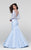 Tarik Ediz - Lace Illusion Bateau Neck Gown 50102 in Blue