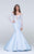 Tarik Ediz - Lace Illusion Bateau Neck Gown 50102 in Blue